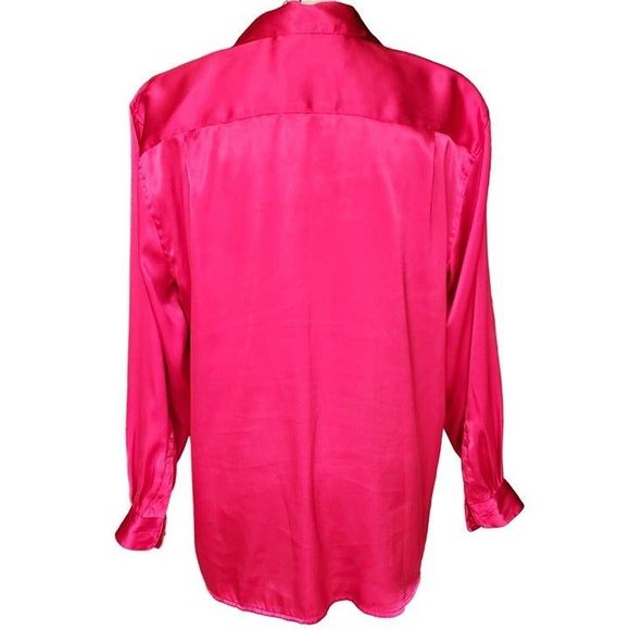 VTG Karen Scott Candy Apple Red Satin Blouse Women's Size Large - Picture 3 of 10